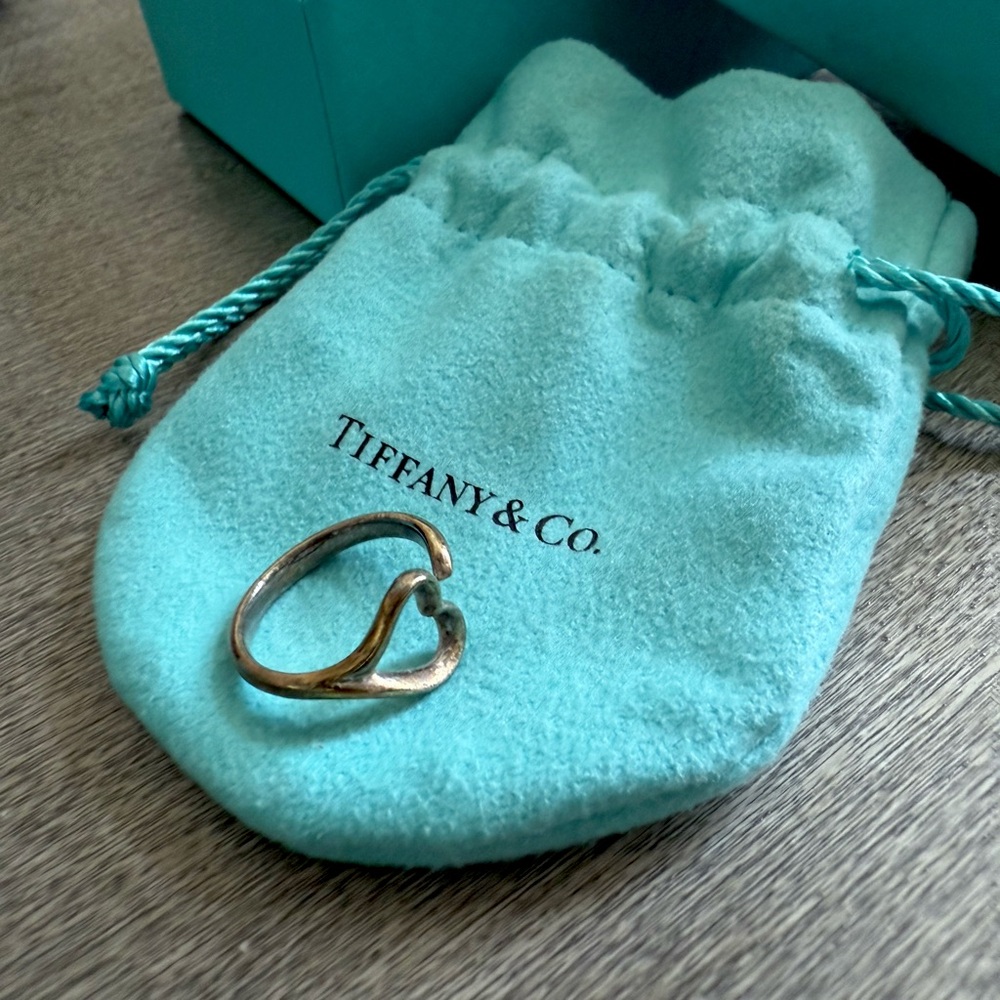 Authentic Tiffany & Co. Elsa Peretti Sterling Silver Open Heart Ring 925 size 6